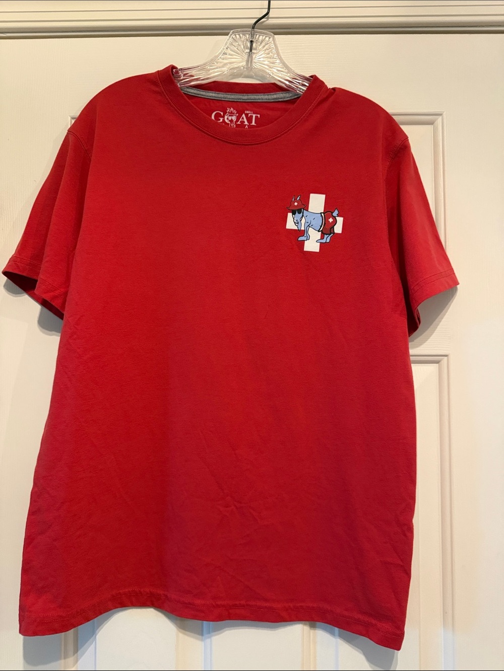 GOAT Red Short-Sleeve Graphic Tee with Chest Artwork